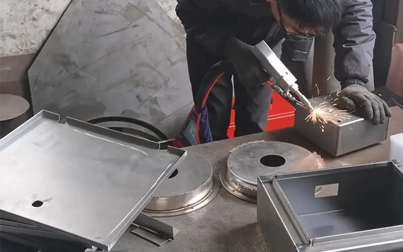 structural steel fabrication cost comparison showing annual savings of 96500 dollars with KH-3000 laser welder replacing outsourced plate welding