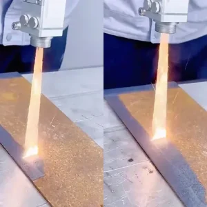 laser cleaning mode removing rust and mill scale from carbon steel surface before welding fabrication