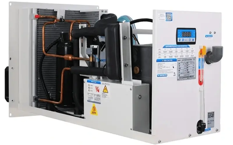 industrial water chiller with ±1°C temperature display using R-32 eco-friendly refrigerant for KH-3000 24/7 continuous laser welding operation